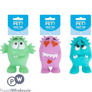 World Of Pets Squeaky Vinyl Monsters Dog Toys Assorted Colours