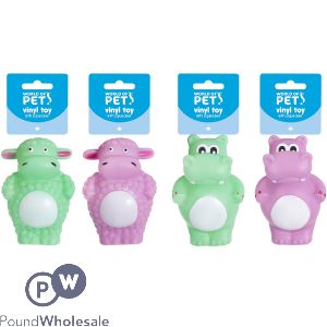 World Of Pets Squeaky Vinyl Animal Dog Toy 12cm Assorted Colors