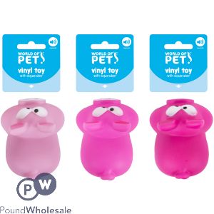 World Of Pets Squeaky Vinyl Pig Dog Toy Assorted Colours