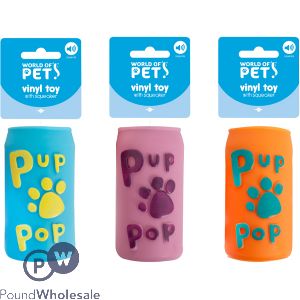 World Of Pets Squeaky Vinyl Soda Can Dog Toy Assorted Colours