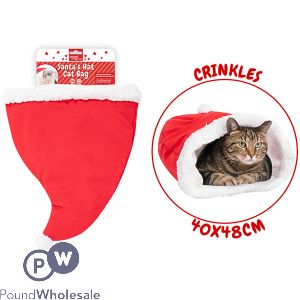Smart Choice Christmas Crinkle Santa Hat Cat Bag Toy 48cm X 40cm