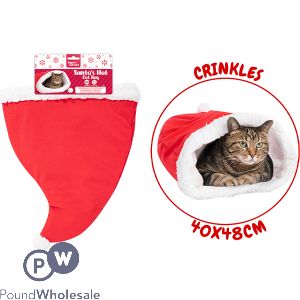 Smart Choice Christmas Crinkle Santa Hat Cat Bag Toy 48cm X 40cm