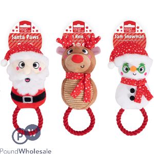 Smart Choice Christmas Squeaky Plush & Rope Dog Toy 30cm Assorted