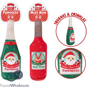Smart Choice Christmas Squeaky Crinkle Festive Drink Dog Toy 28cm Assorted