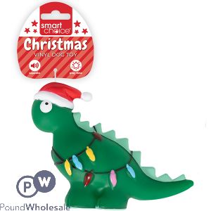Smart Choice Christmas Squeaky Vinyl Dinosaur Dog Toy 11.5cm