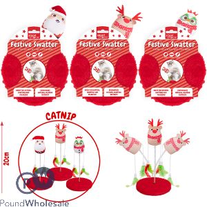 Smart Choice Christmas Catnip Teaser Festive Swatter Cat Toy 20cm Assorted