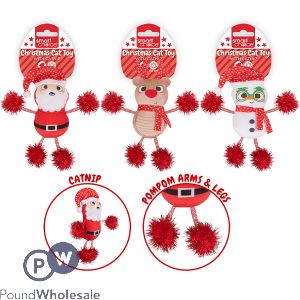 Smart Choice Christmas Catnip Pom Pom Cat Toys 14cm Assorted