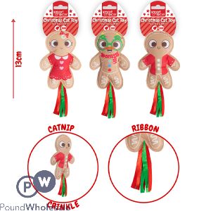 Smart Choice Christmas Catnip Gingerbread Cat Toys 13cm Assorted