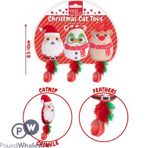 Smart Choice Christmas Catnip Feathers Cat Toys 3 Pack