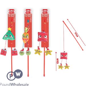 Smart Choice Christmas Plush & Feather Teaser Cat Toy 47cm Assorted