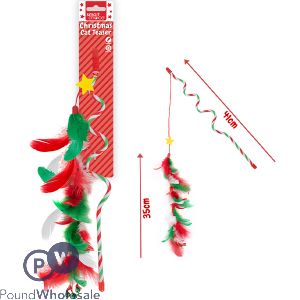 Smart Choice Christmas Festive Feather Wiggly Teaser Cat Toy 40cm