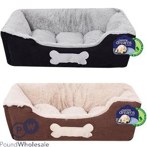 Sweet Dreams Classic Faux Suede Plush Pet Bed Small 46cm X 36cm X 15cm Assorted Colours