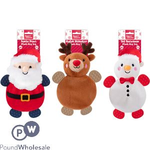 Smart Choice Christmas Plush Rubber Festive Character Dog Toys 30cm Assorted