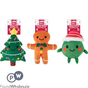 Smart Choice Christmas Squeaky Crinkle Festive Character Plush Dog Toys Assorted