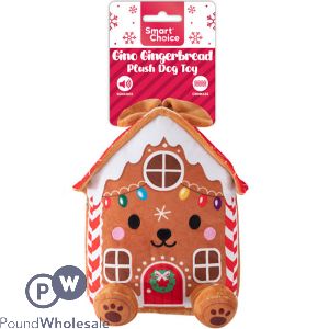 Smart Choice Christmas Squeaky Crinkle Plush Gino Gingerbread Dog Toy 28cm