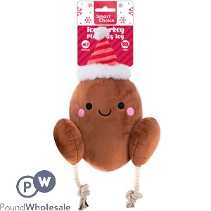 Smart Choice Christmas Squeaky Plush Rope Tony Turkey Dog Toy 30cm