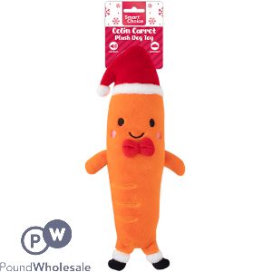 Smart Choice Christmas Squeaky Crinkle Colin Carrot Plush Dog Toy 36cm