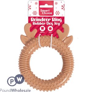 Smart Choice Christmas Textured Reindeer Ring Rubber Dog Toy 14cm