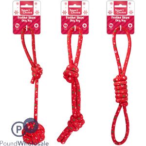 Smart Choice Christmas Rope Festive Dog Toy 30cm Assorted