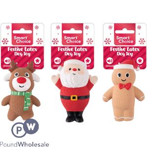 Smart Choice Christmas Latex Festive Character Dog Toy 11cm Assorted
