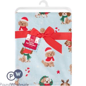 Smart Choice Christmas Super Soft Festive Dog Print Pet Blanket 90cm X 70cm