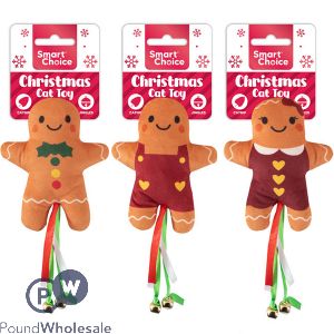 Smart Choice Christmas Catnip Jingle Gingerbread Cat Toy Assorted