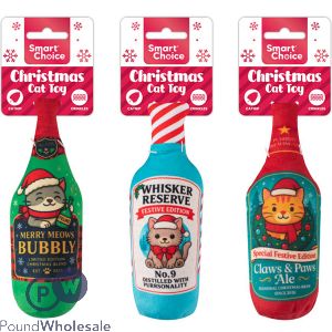 Smart Choice Christmas Catnip Crinkle Festive Bottle Cat Toy 18cm Assorted