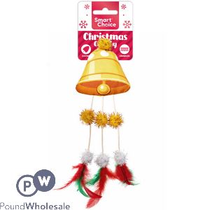 Smart Choice Christmas Catnip Plush Feather & Pom Pom Bell Cat Toy 28cm