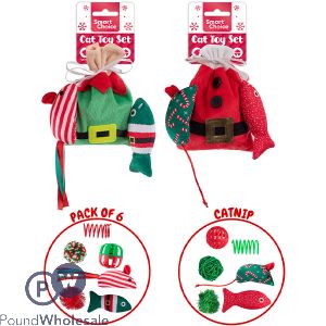 Smart Choice Christmas Elf & Santa Festive Cat Toy Set 6 Pack Assorted
