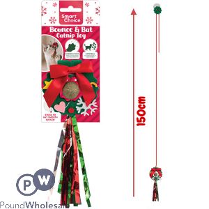 Smart Choice Christmas Bounce & Bat Catnip Festive Wreath Hanging Cat Toy 150cm