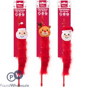 Smart Choice Christmas Catnip Crinkle Feather Cat Teaser 47cm Assorted
