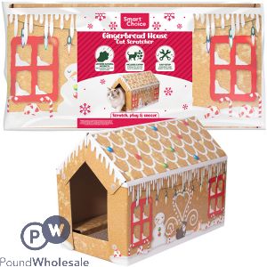 Smart Choice Christmas Catnip Gingerbread House Cat Scratcher 50cm X 36cm X 26cm