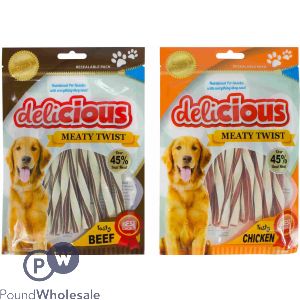 WORLD OF PETS DELICIOUS MEATY TWISTS ASSORTED BEEF &amp; CHICKEN FLAVOUR