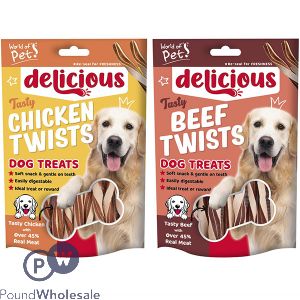 World Of Pets Delicious Meaty Twists Assorted Beef & Chicken Flavour