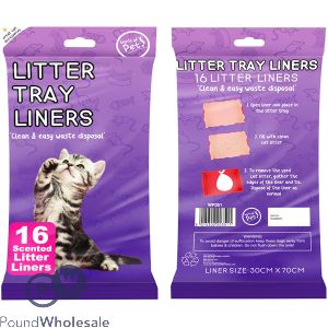 WORLD OF PETS CAT LITTER LINERS 30 X 70CM 16 PACK