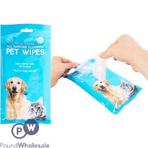 WORLD OF PETS LEMON SCENTED PET WIPES 40 PACK