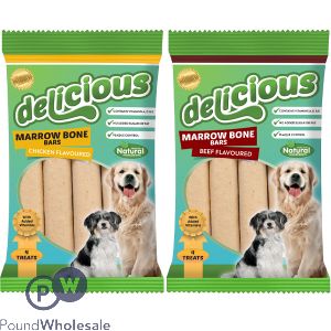 WORLD OF PETS DELICIOUS HEALTHY MARROW BONE BEEF-FLAVOURED BARS DOG TREATS 4 PACK CDU ASSORTED
