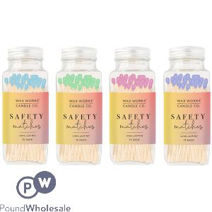 Wax Works Candle Co Pastel Safety Matches 75 Pack Assorted Colours