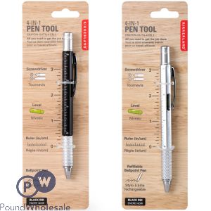 Kikkerland 4-in-1 Multi-function Pen Tool Cdu Assorted Colours