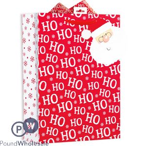 GIFTMAKER SANTA TEXT GIFT BAG WITH GIANT TAG XL