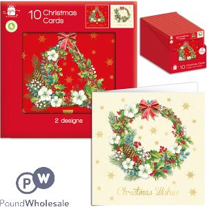 Giftmaker Wreath & Tree Christmas Cards 2 Assorted 10 Pack Cdu