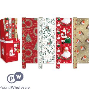 Giftmaker Elegant Traditional Christmas Gift Wrap 4m Assorted Cdu