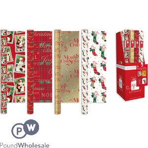 Giftmaker Elegant Traditional Christmas Gift Wrap 4m Assorted CDU