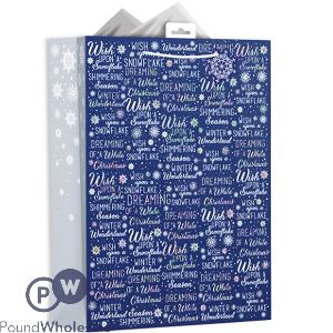 Giftmaker Navy Christmas Text Gift Bag Xl