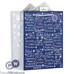 Giftmaker Navy Christmas Text Gift Bag Large