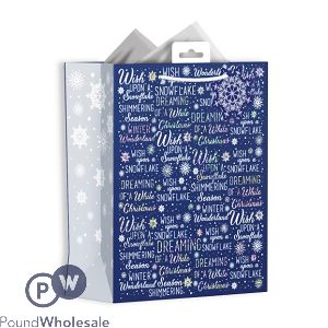 Giftmaker Navy Christmas Text Gift Bag Medium