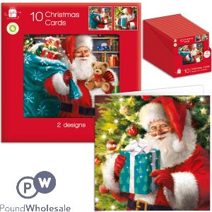 Giftmaker Square Santa Christmas Cards 10 Pack Cdu Assorted