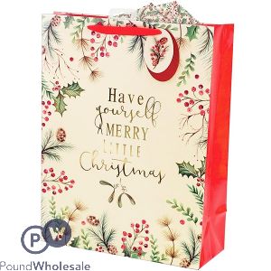 GIFTMAKER FOLIAGE TRADITIONAL CHRISTMAS GIFT BAG XL