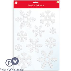 GIFTMAKER WHITE FLOCK SNOWFLAKE WINDOW STICKERS