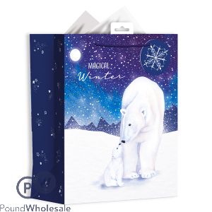 Giftmaker Magical Winter Polar Bear Gift Bag Large
